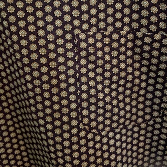 Van Heusen Blouse Top Roll Tab Sleeve Chest Pocket Pullover Floral Brown Large - Picture 3 of 5